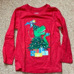Cat & Jack 5T long sleeve dinosaur Christmas tree holiday shirt